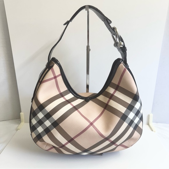 Burberry Black and Cream Checkered Hobo Bag - Picture 2 of 15